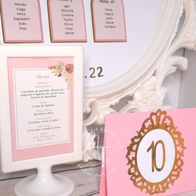 Identificadores de Mesa e Ementa Rosa