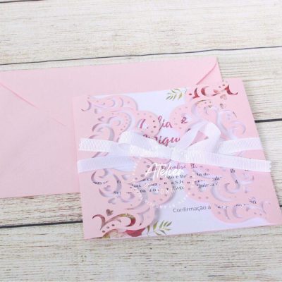 Convite Rosa Floral | Casamento