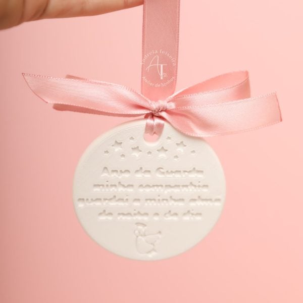 Medalha com Oração em Gesso Perfumado | Lembrança de Batizado