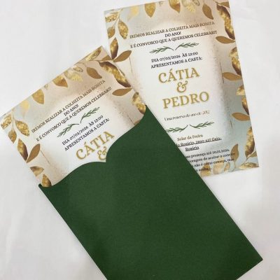 Convite de Casamento Envelope Manga com Relevo