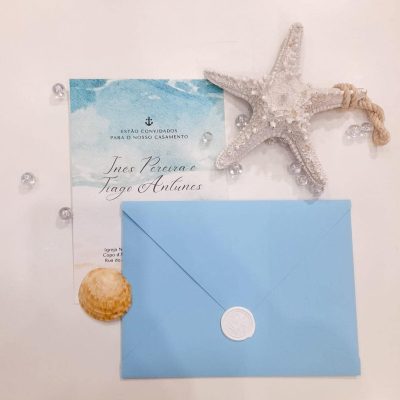 Convite de Casamento Tema Mar com Lacre