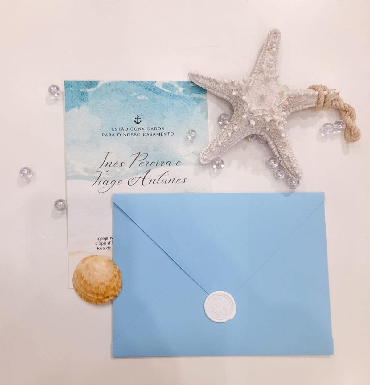Convite de Casamento Tema Mar com Lacre 1 Convite de Casamento Tema Mar com Lacre