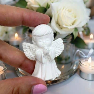 Lembrança de Batizado Anjo de Gesso Perfumado Personalizado