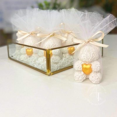 Ursinho de Gesso Perfumado | Lembrança de Batizado, Chá de Bebé ou Aniversário